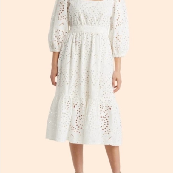 Nordstrom Dresses & Skirts - Nordstrom Women’s Medium White Eyelet Tiered Dress Bridal 100% Cotton Midi